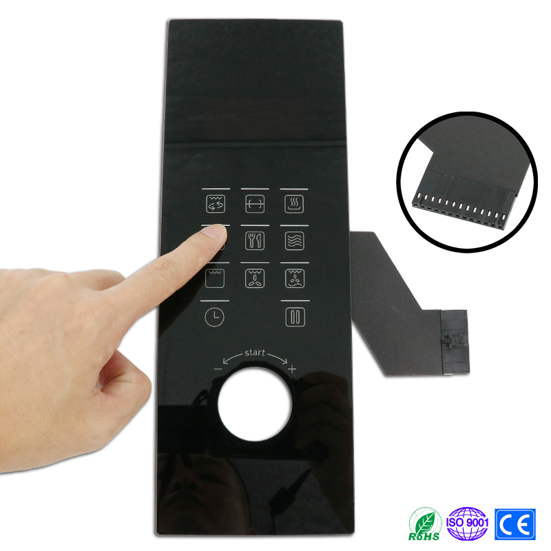 Black tempered glass keypad panel capacitive touch screen smart touch switches for home automation